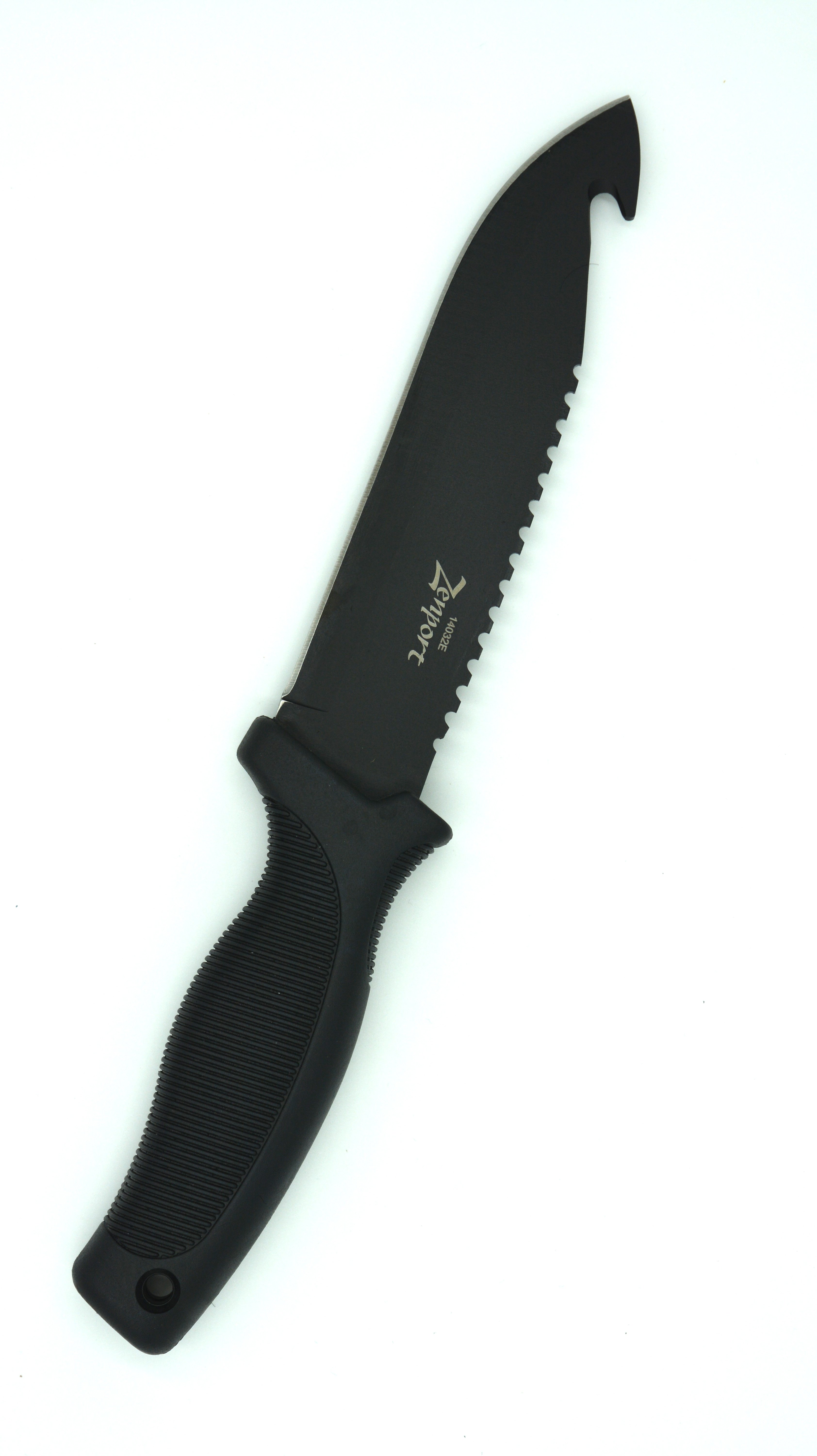 (image for) Zenport Hunting Knife 14032E 5.9-Inch 440 Stainless Steel Blade, Saw Teeth, Gut Hook, Sheath, 10.6-Inch Long