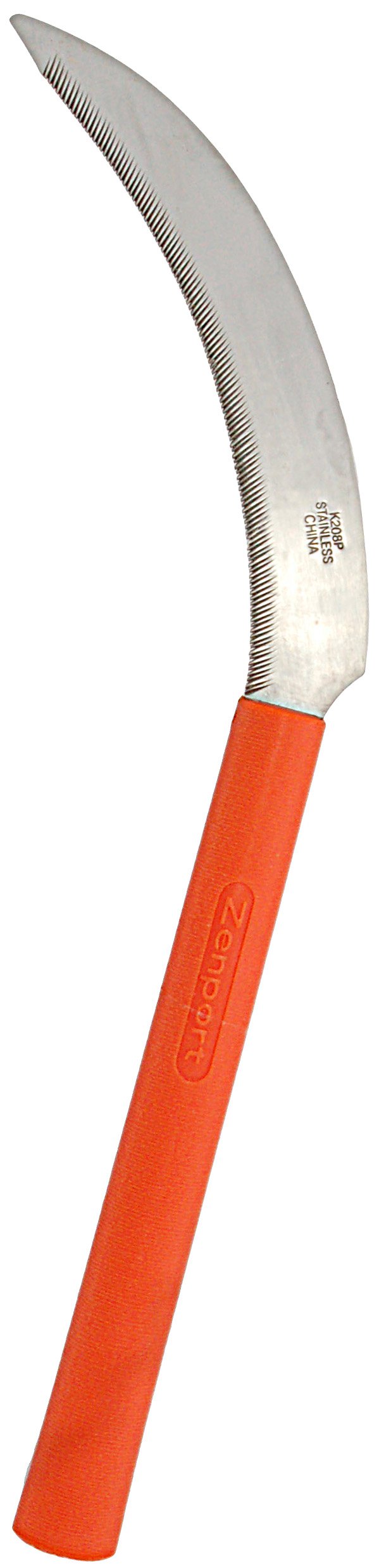 (image for) Zenport Sickle K208P Harvest Sickle, Orange Plastic Handle, Light Serration, 6.5-Inch Stainless Steel Blade