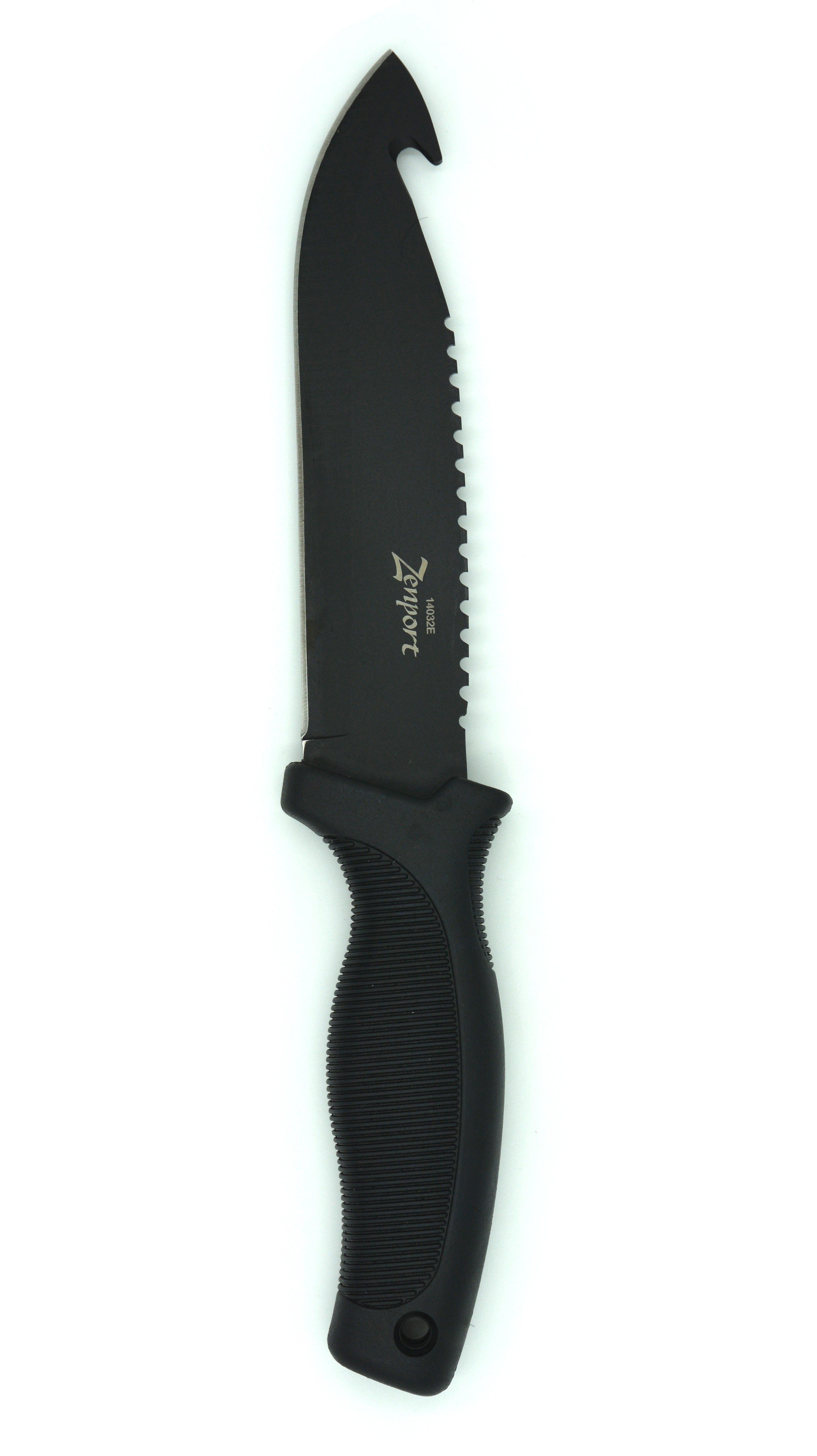 (image for) Zenport Hunting Knife 14032E 5.9-Inch 440 Stainless Steel Blade, Saw Teeth, Gut Hook, Sheath, 10.6-Inch Long