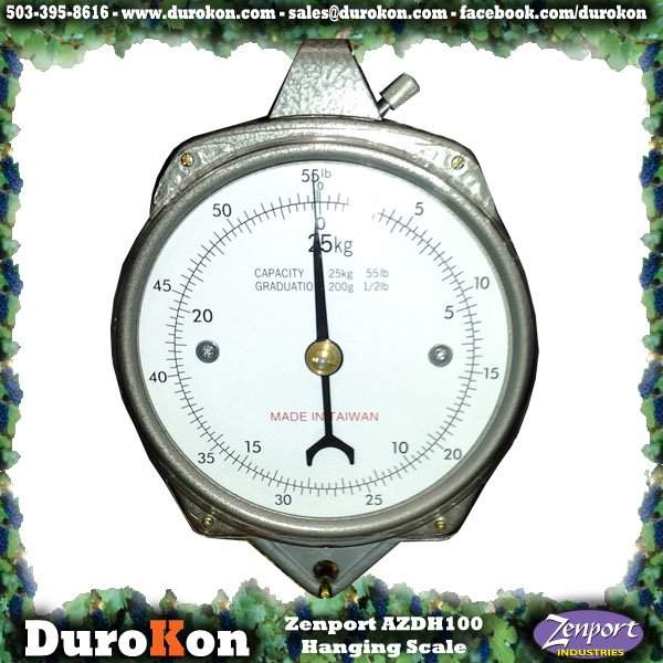 (image for) Zenport Accuzen Scale AZDH50 Mechanical Hanging Dial Scale, 50 Pound, For weighing fruits and vegetables
