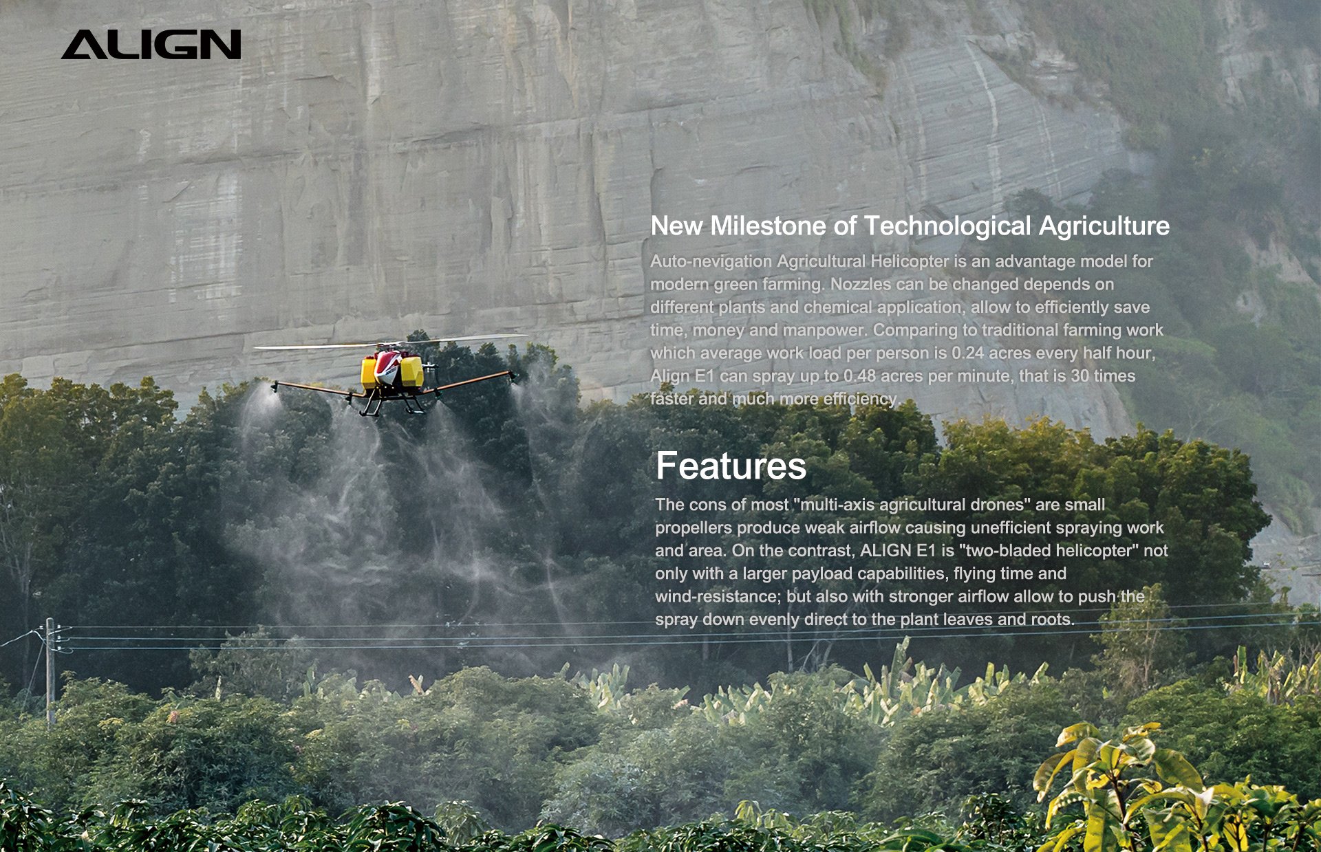 (image for) Zenport ALIGN E1 V2 Agricultural Helicopter Crop Spraying Drone Combo, Battery Powered, Two-Blade Rotor