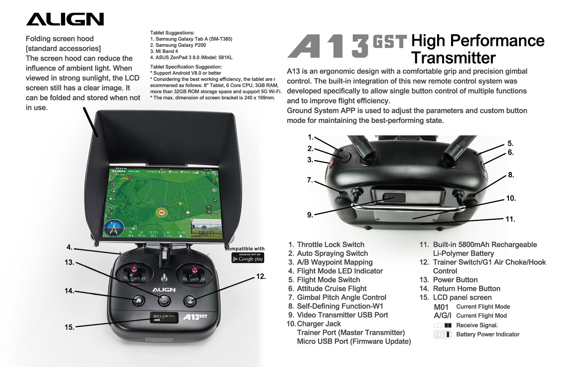 (image for) Zenport ALIGN E1 V2 Agricultural Helicopter Crop Spraying Drone Combo, Battery Powered, Two-Blade Rotor