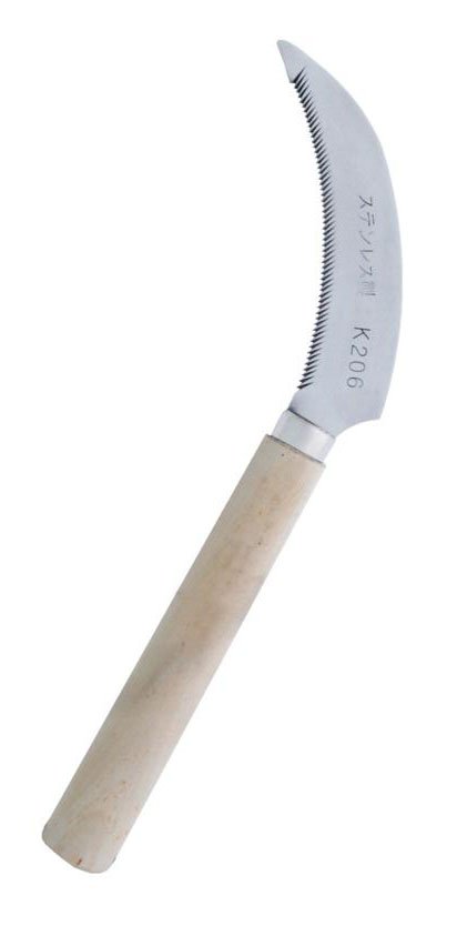 (image for) Zenport Sickle K206 Berry Knife/Weeding Sickle, Wood Handle, A+ Grade, Stainless Steel, Serrated 4.3-Inch Blade