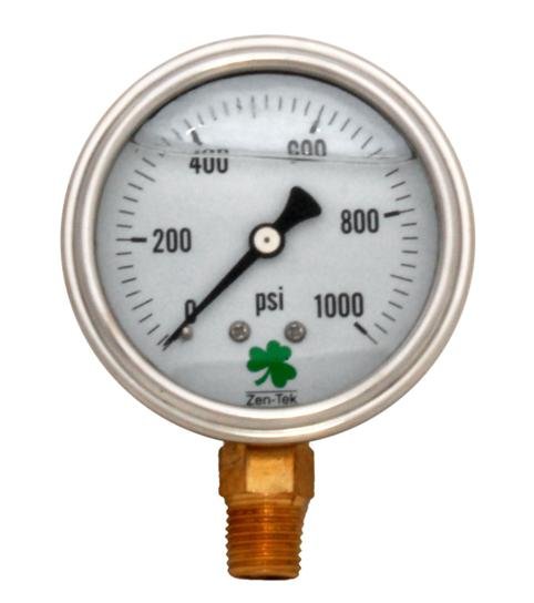 (image for) Zenport Zen-Tek Pressure Gauge LPG1000 Liquid Glycerin Filled Pressure Gauge 0-1000 Psi