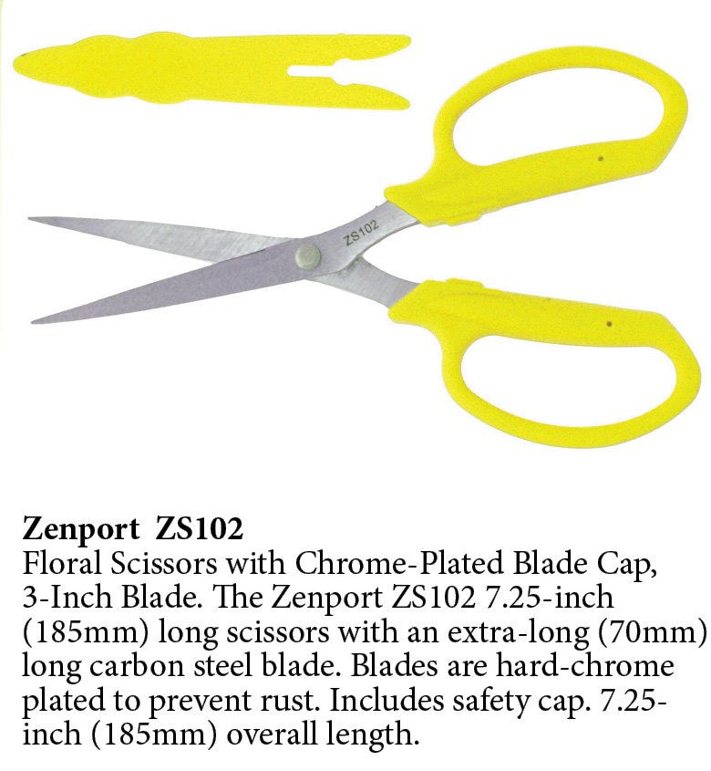 (image for) Zenport Scissors ZS102 Floral Scissors with Chrome-Plated Blade and Safety Cap, 3-Inch Blade