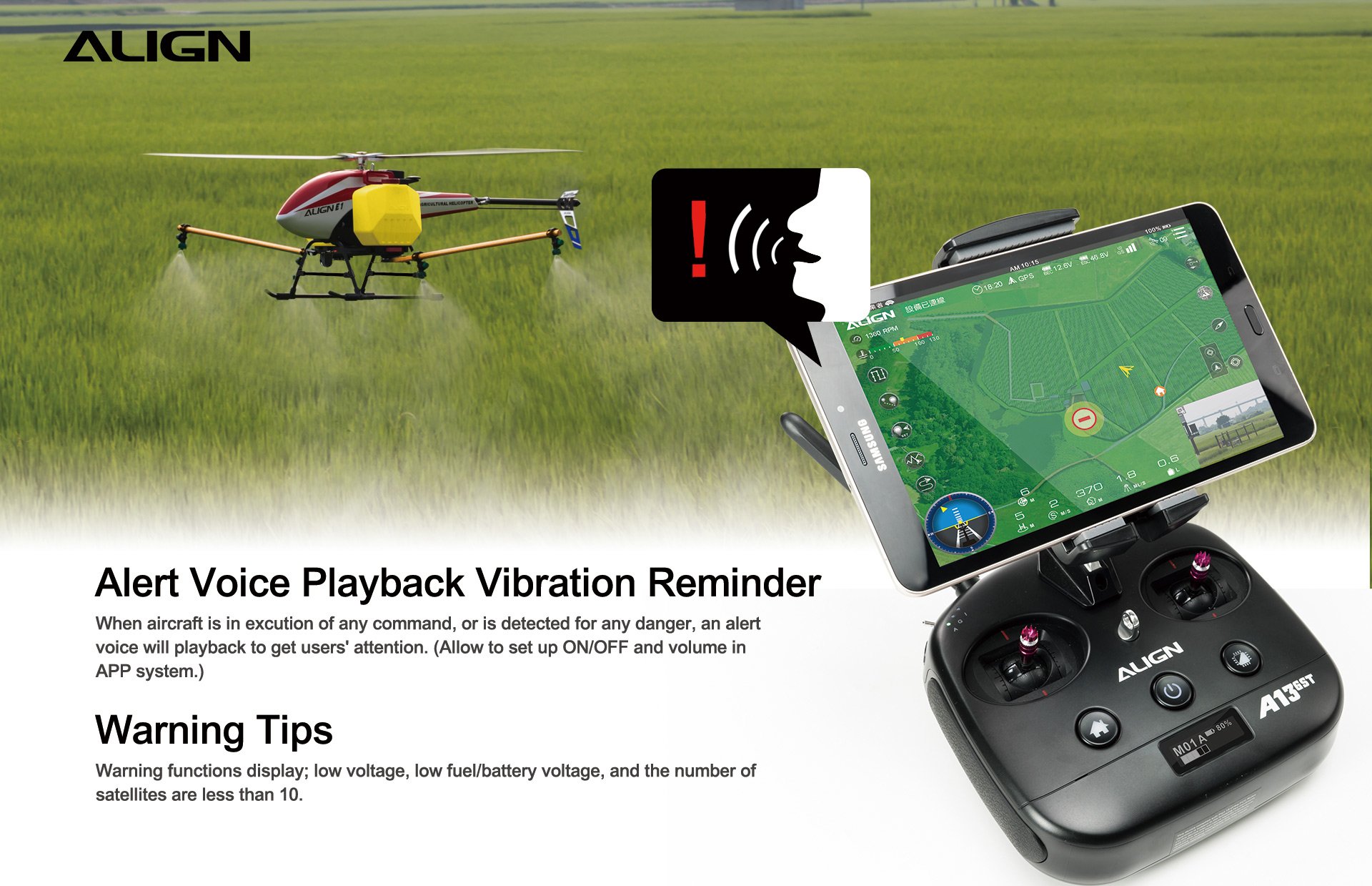 (image for) Zenport ALIGN E1 V2 Agricultural Helicopter Crop Spraying Drone Combo, Battery Powered, Two-Blade Rotor