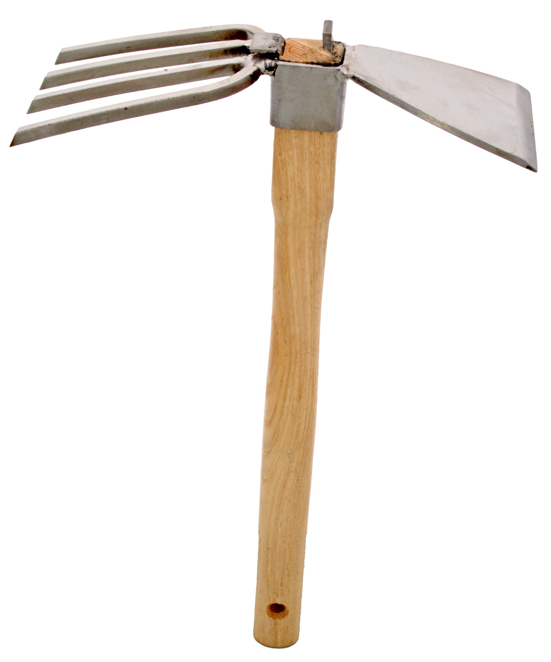 (image for) Zenport Garden Hoe and Aerating Fork J6-08 Stainless Steel Hoe/Fork Combo, 4-Prong Fork