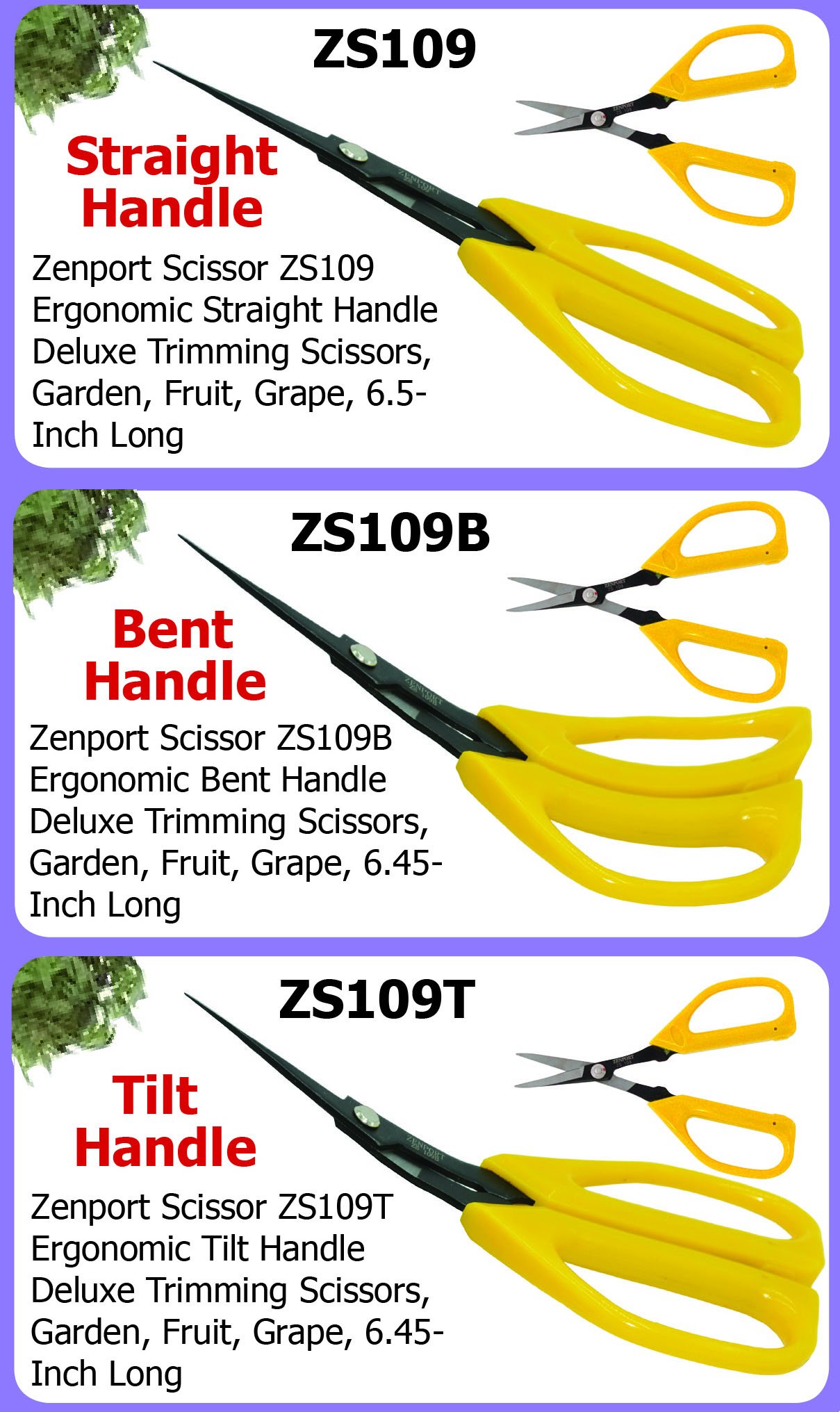 (image for) Zenport Scissors ZS109 Deluxe, Garden, Fruit, Grape, 6.5-Inch Long