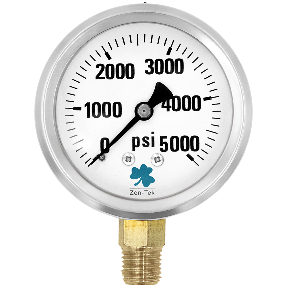 (image for) Zenport Zen-Tek Pressure Gauge LPG5000 Liquid Glycerin Filled Pressure Gauge 0-5000 Psi