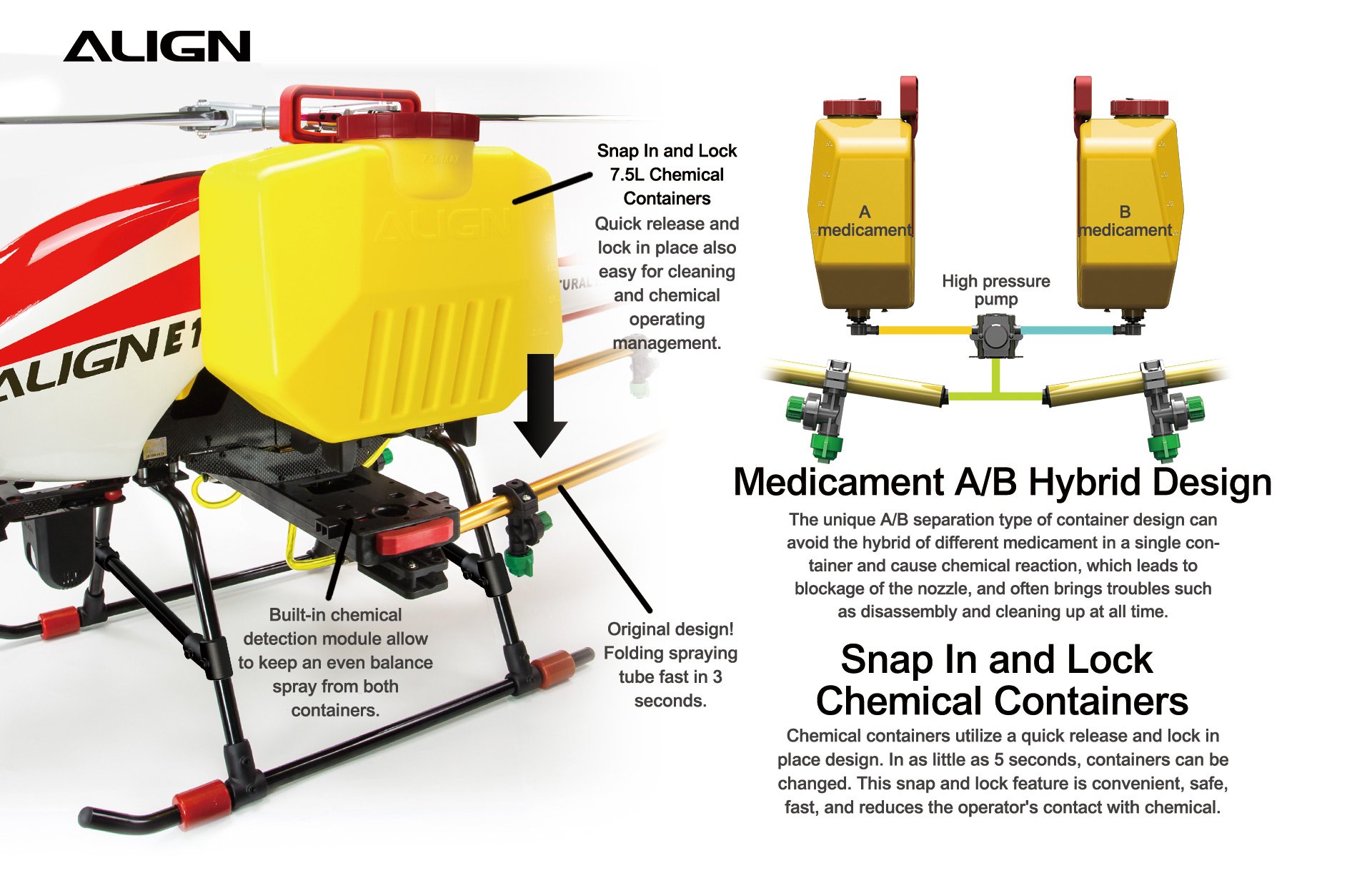 (image for) Zenport ALIGN E1 V2 Agricultural Helicopter Crop Spraying Drone Combo, Battery Powered, Two-Blade Rotor