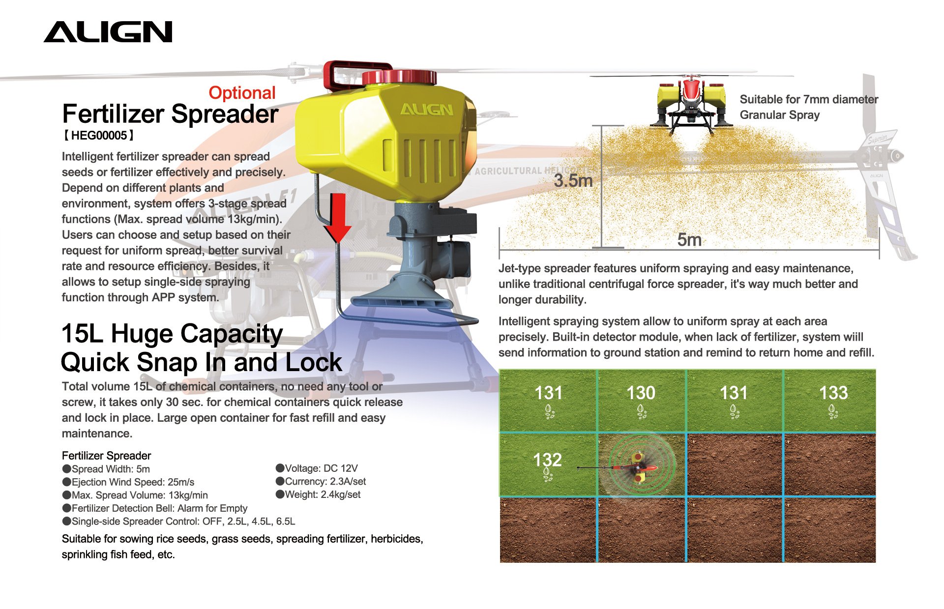 (image for) Zenport ALIGN E1 V2 Agricultural Helicopter Crop Spraying Drone Combo, Battery Powered, Two-Blade Rotor