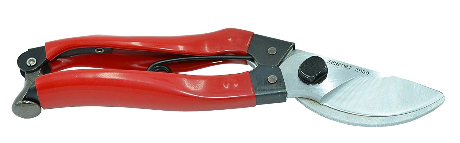 (image for) Zenport Z930 Pruner SK5 Japanese Steel, 1-Inch Cut, 8-Inch Long, Red Handle