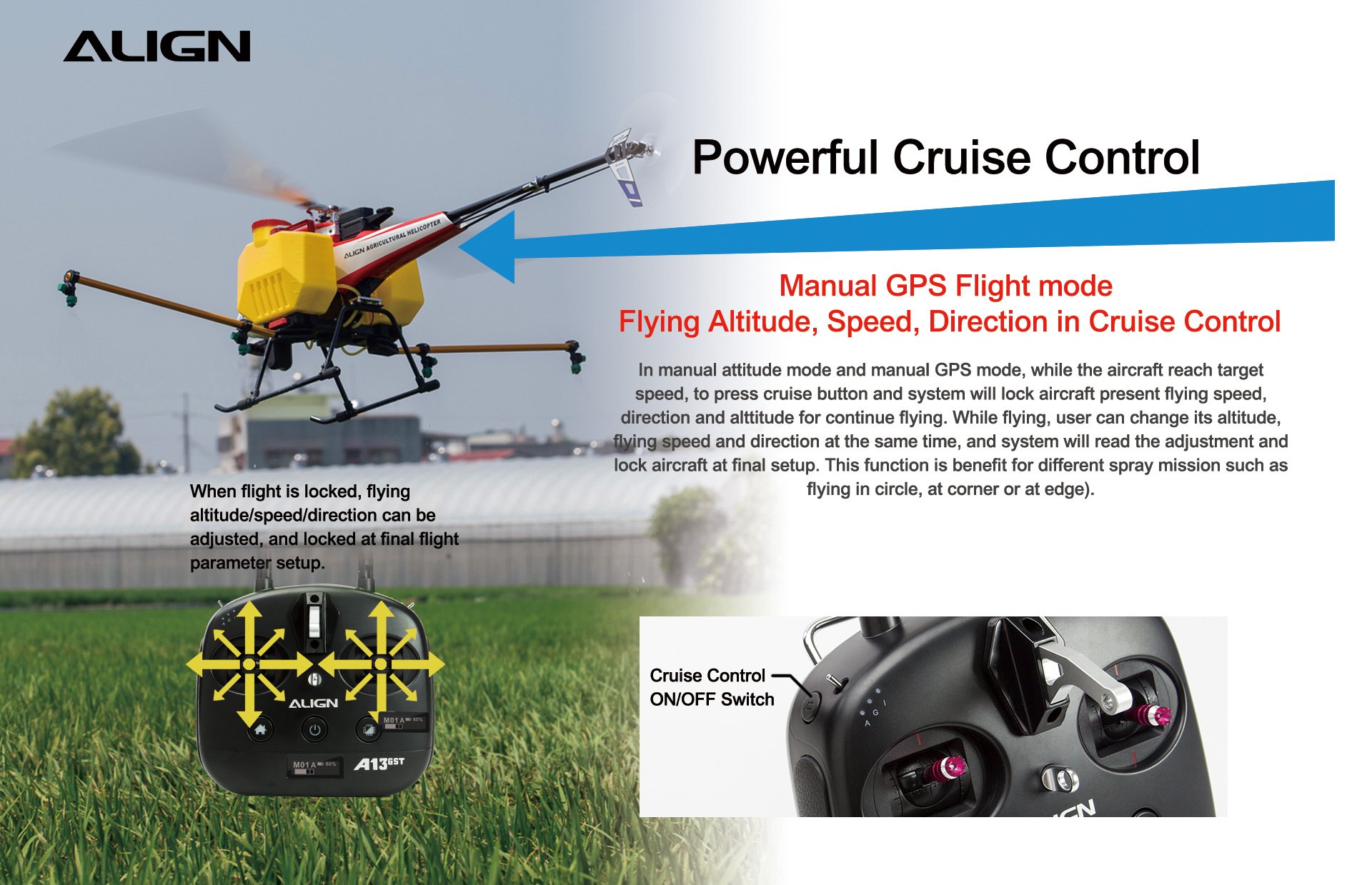 (image for) Zenport ALIGN E1 V2 Agricultural Helicopter Crop Spraying Drone Combo, Battery Powered, Two-Blade Rotor