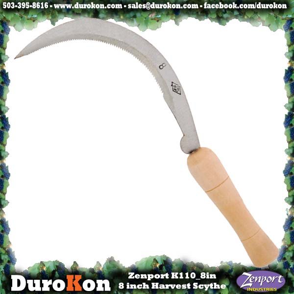 (image for) Zenport Scythe K110 8-Inch Harvest/Landscape Scythe, Serrated, Curved, 8-Inch Blade