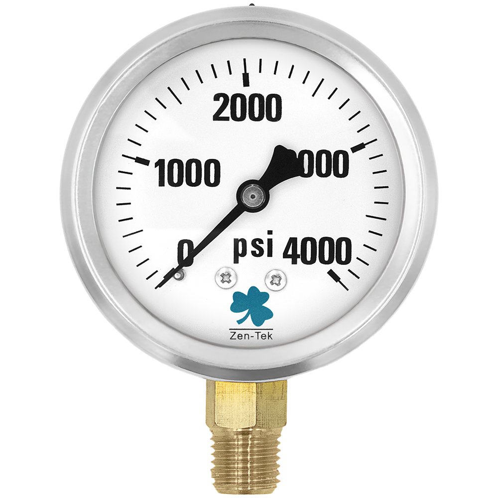 (image for) Zenport Zen-Tek Pressure Gauge LPG4000 Liquid Glycerin Filled Pressure Gauge 0-4000 Psi