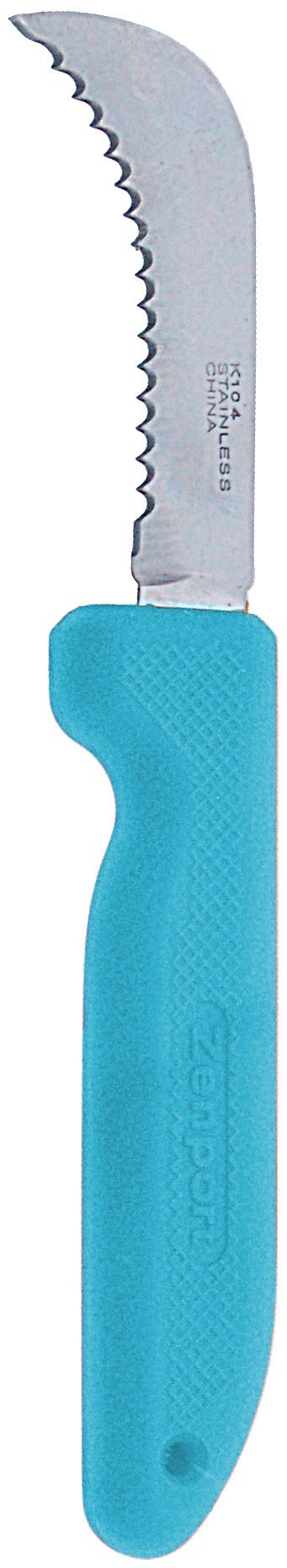 (image for) Zenport Sod Knife K104-BLUE Harvest Landscape Knife, 3-Inch Stainless Steel Deep Serrated Blade