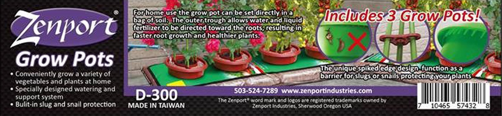 (image for) Zenport Grow Pot D-300 3 Pot Growing System, Repels Slugs and Snails