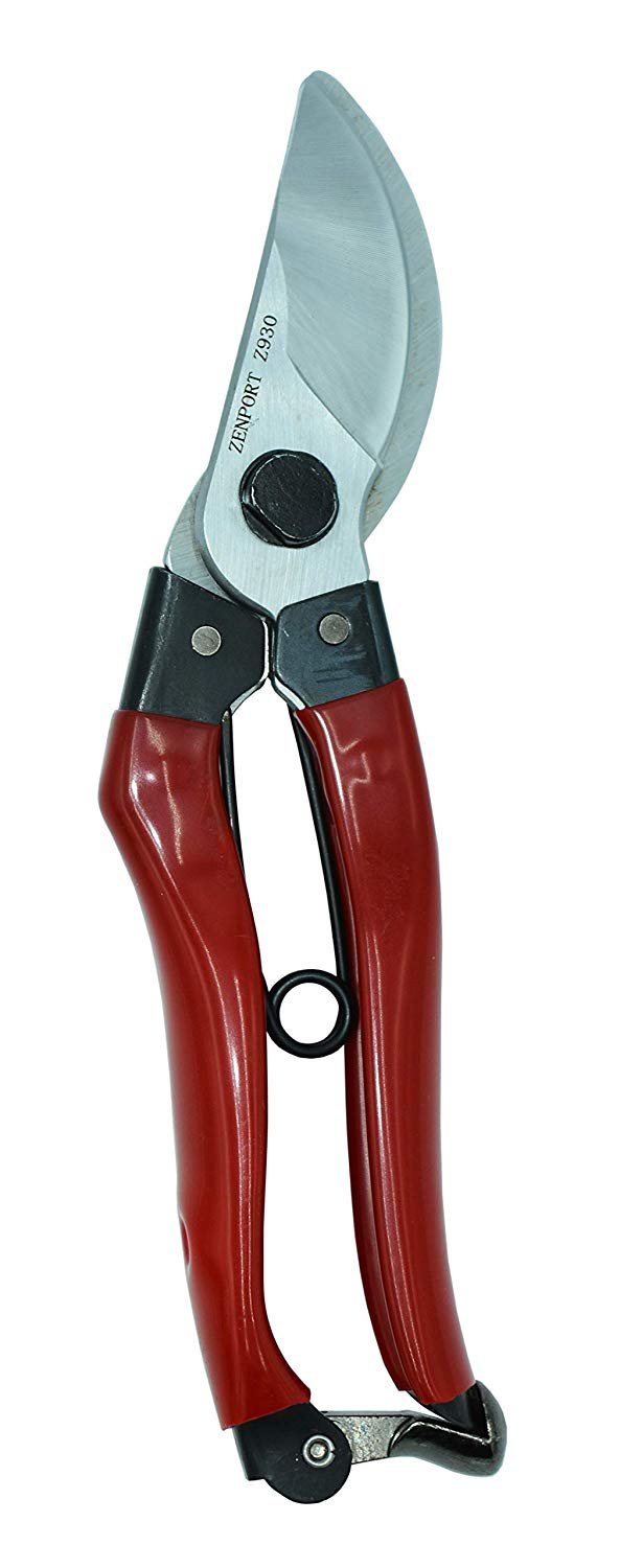 (image for) Zenport Z930 Pruner SK5 Japanese Steel, 1-Inch Cut, 8-Inch Long, Red Handle