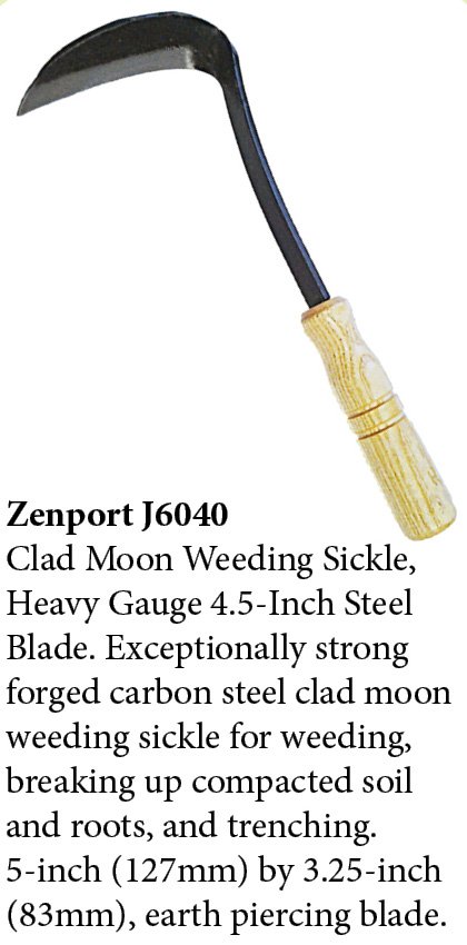 (image for) Zenport Sickle J6-040 Clad Moon Weeding Sickle, Forged Carbon Steel