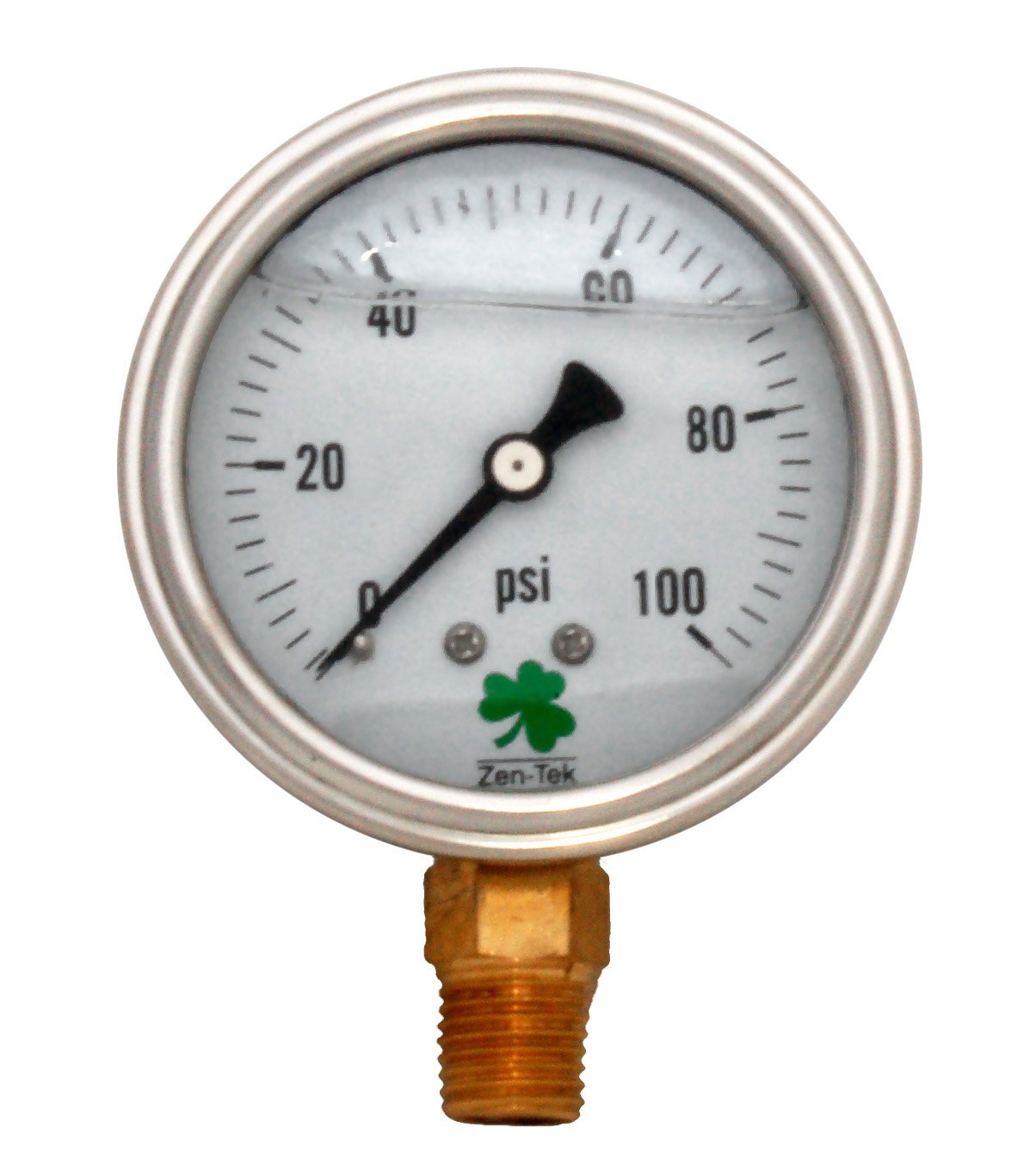 (image for) Zenport Zen-Tek Pressure Gauge LPG100 Liquid Glycerin Filled Pressure Gauge, 0-100 Psi