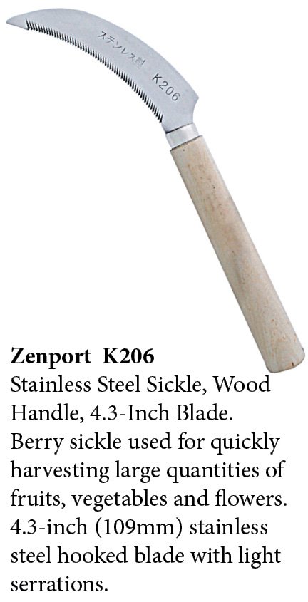 (image for) Zenport Sickle K206 Berry Knife/Weeding Sickle, Wood Handle, A+ Grade, Stainless Steel, Serrated 4.3-Inch Blade