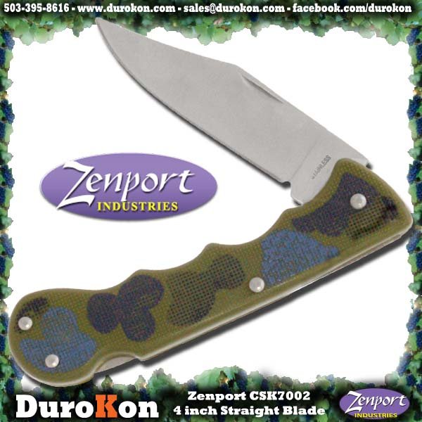 (image for) Zenport Folding Knife CSK7002 4-Inch Straight Blade Folding Knife