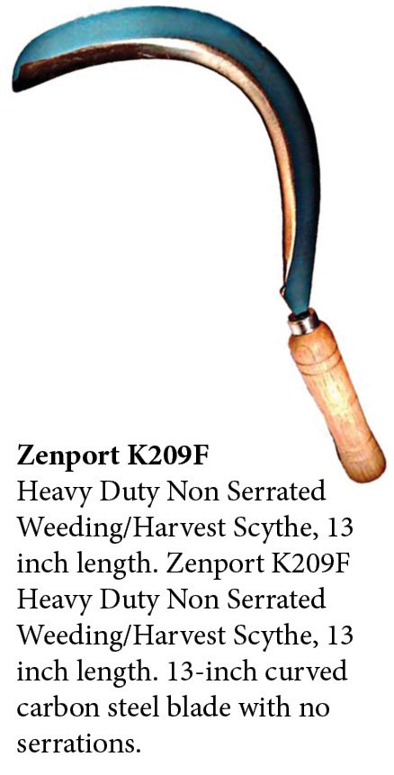 (image for) Zenport Sickle K209F Harvest/Landscape Weeding Scythe, Straight Cutting Edge, Curved Blade, 13-Inch Length