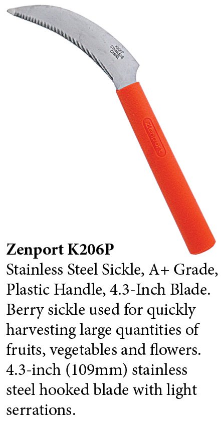 (image for) Zenport Sickle K206C Berry Knife/Weeding, Orange Plastic Handle, A+ Grade, Stainless Steel, Light Serration, 4.3-Inch Blade