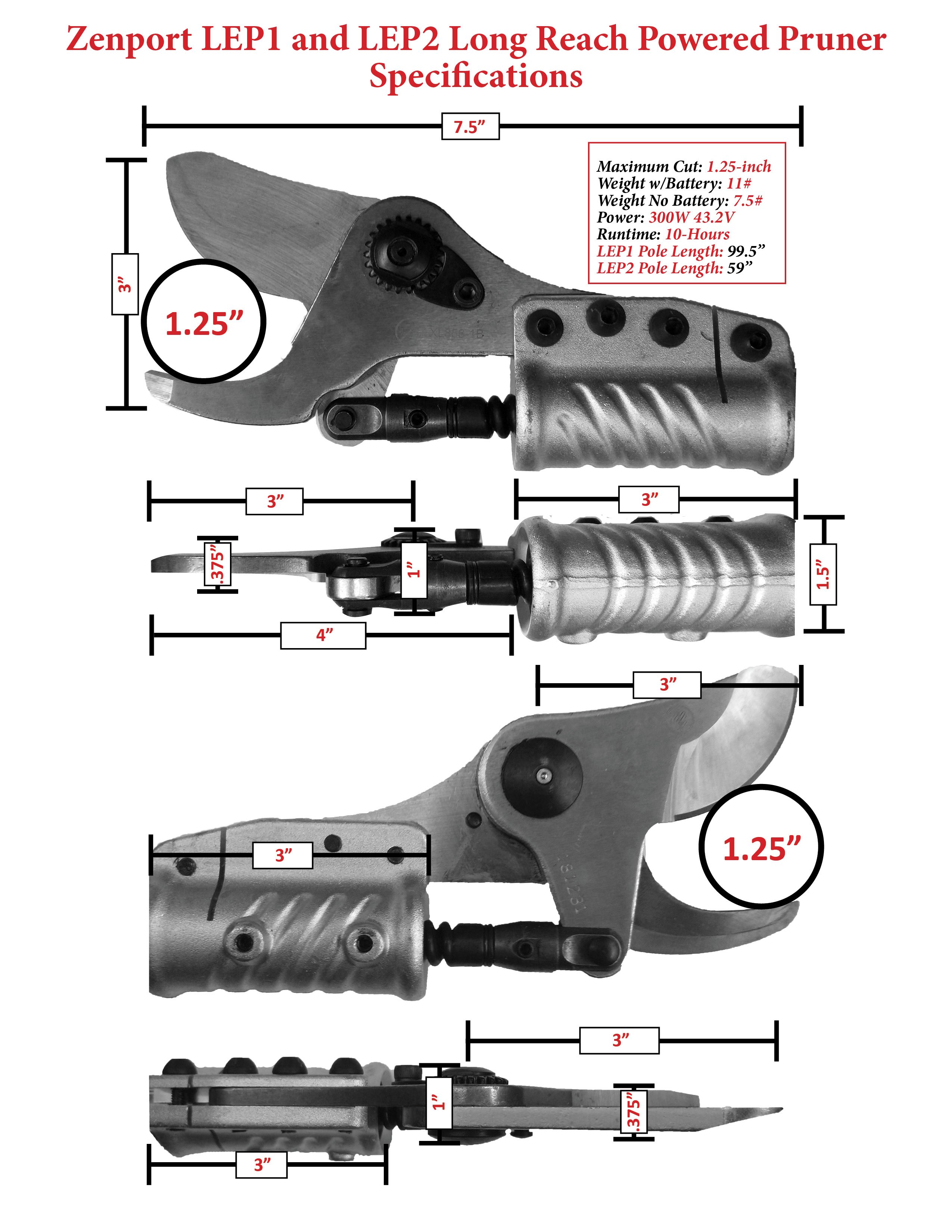 (image for) Zenport Long Reach ePruner LEP858 99.5-Inch Long Reach Battery Powered Pruner