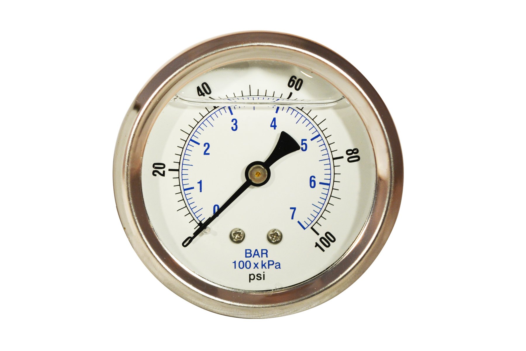 (image for) Zenport Zen-Tek Pressure Gauge BLPG100 0-100 PSI Back Mount Liquid Glycerin Pressure Gauge